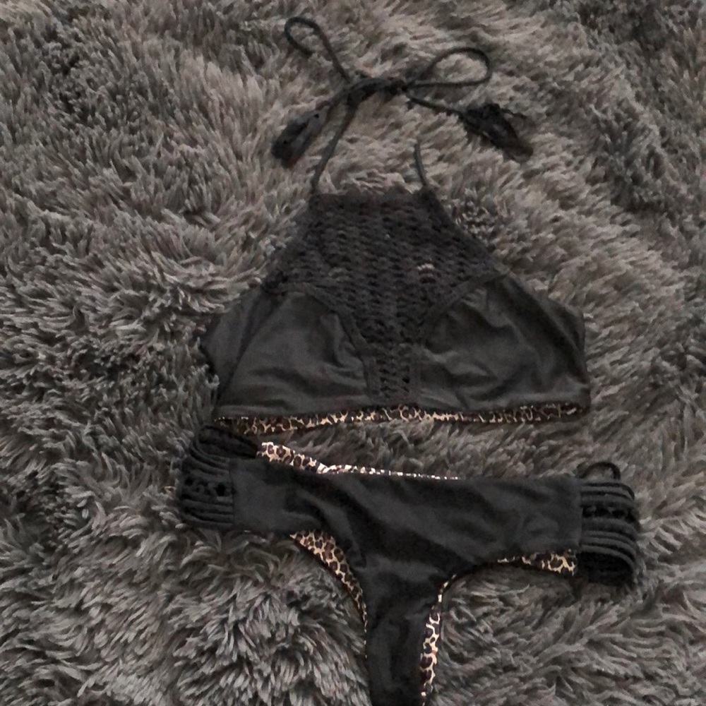 Black crochet bikini